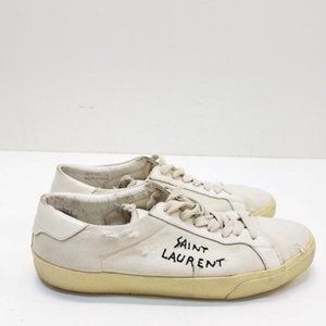 Saint Laurent Distressed Court Sneakers  White - Sneaker Size 42 (Eu)